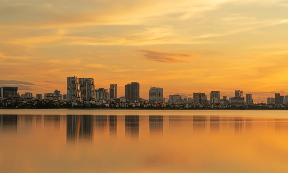 Hanoi skyline with scenic sunset view