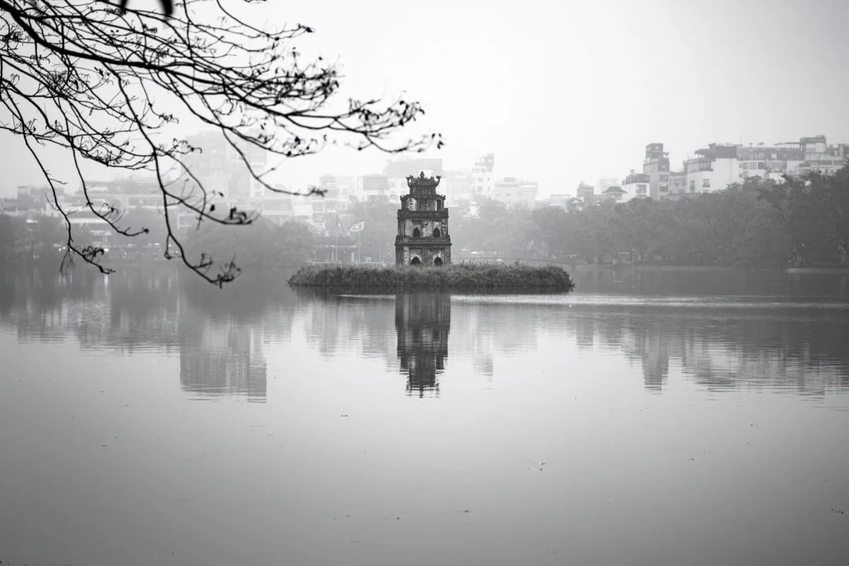 Panoramic view of Hanoi with iconic landmarks