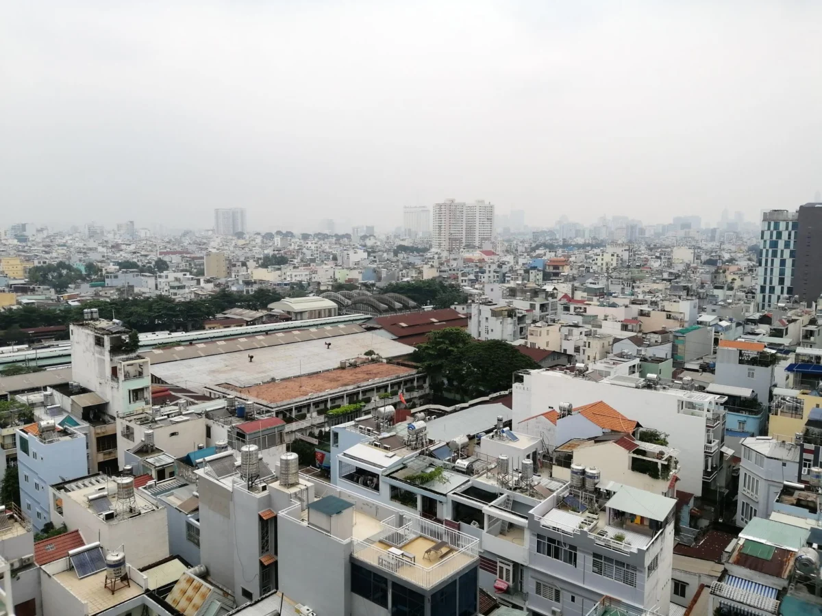 Romantic rooftop view of Ho Chi Minh City skyline