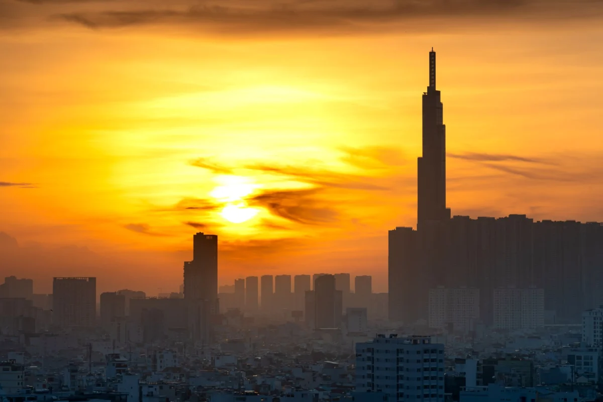 Scenic view of Ho Chi Minh City's skyline at sunset