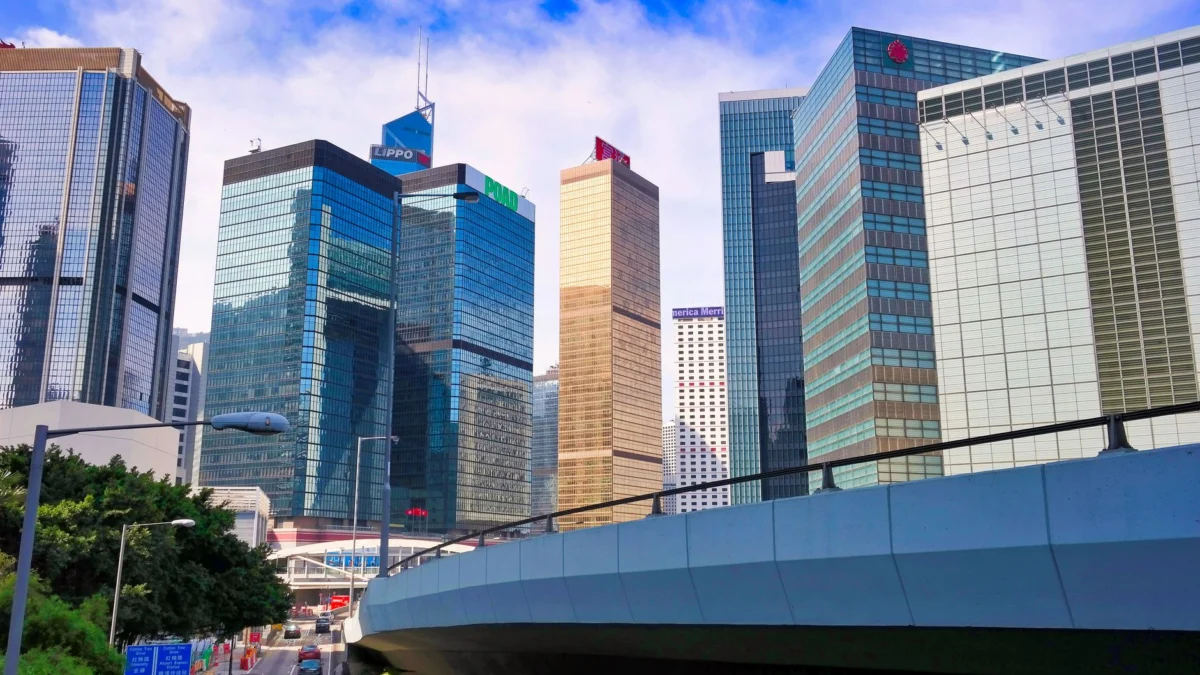 Hong Kong skyline with business district buildings