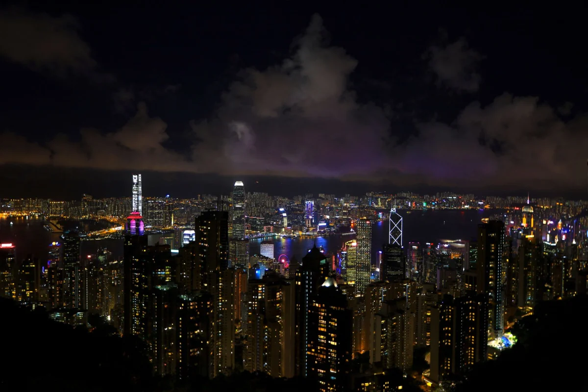 A panoramic view of Hong Kong's skyline from Victoria Peak