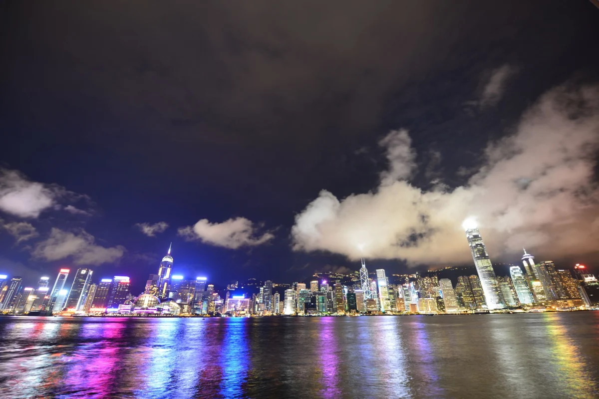 Romantic view of Hong Kong's skyline at night