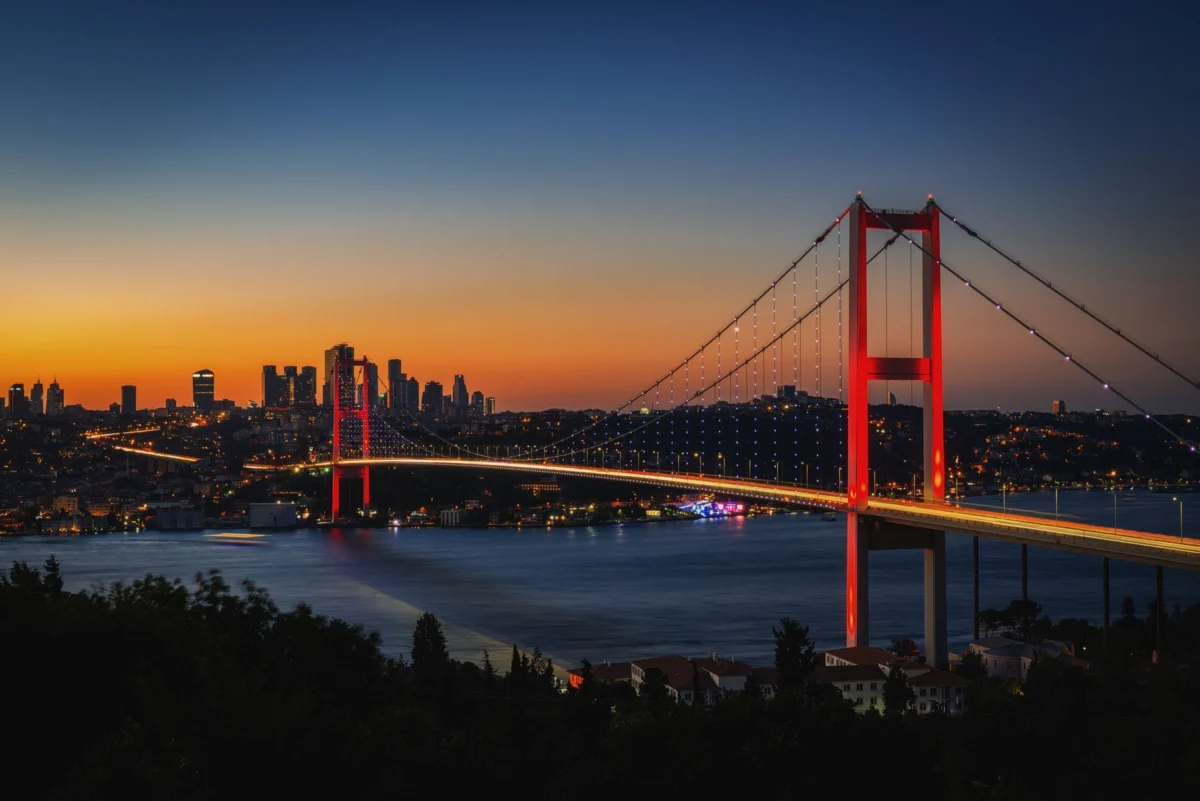 Scenic view of the Istanbul Bosphorus with city skyline