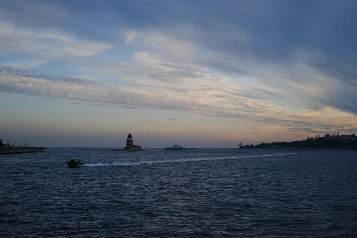 Bosphorus sunset view in Istanbul, highlighting the city skyline