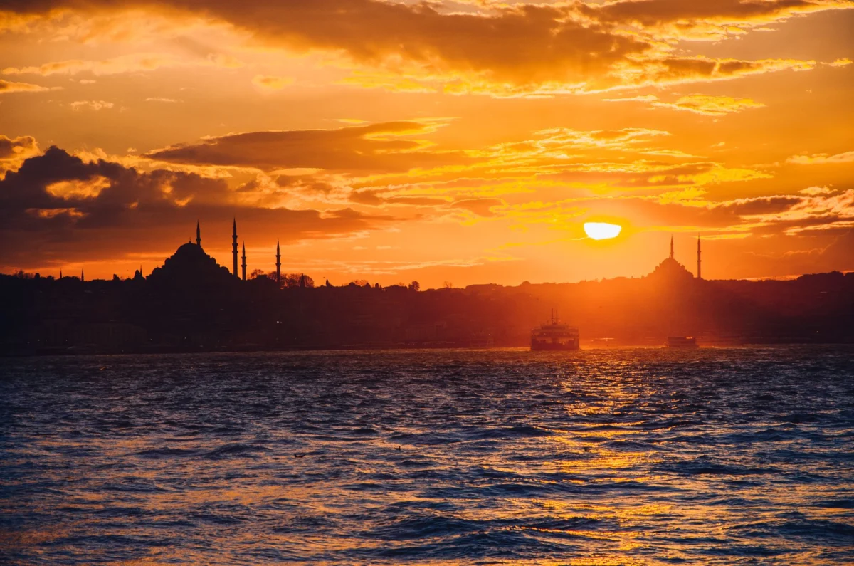 Sunset view over the Bosphorus in Istanbul