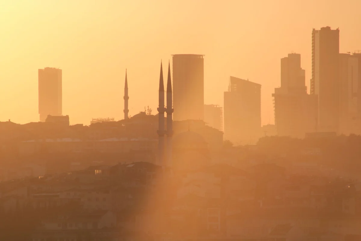 Romantic view of Istanbul's historic skyline at sunset
