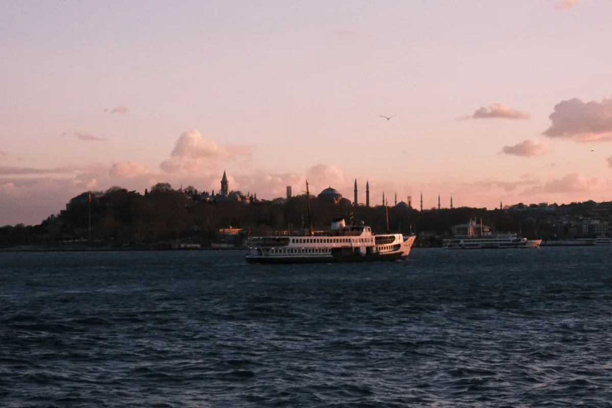 Istanbul skyline with serene sunset