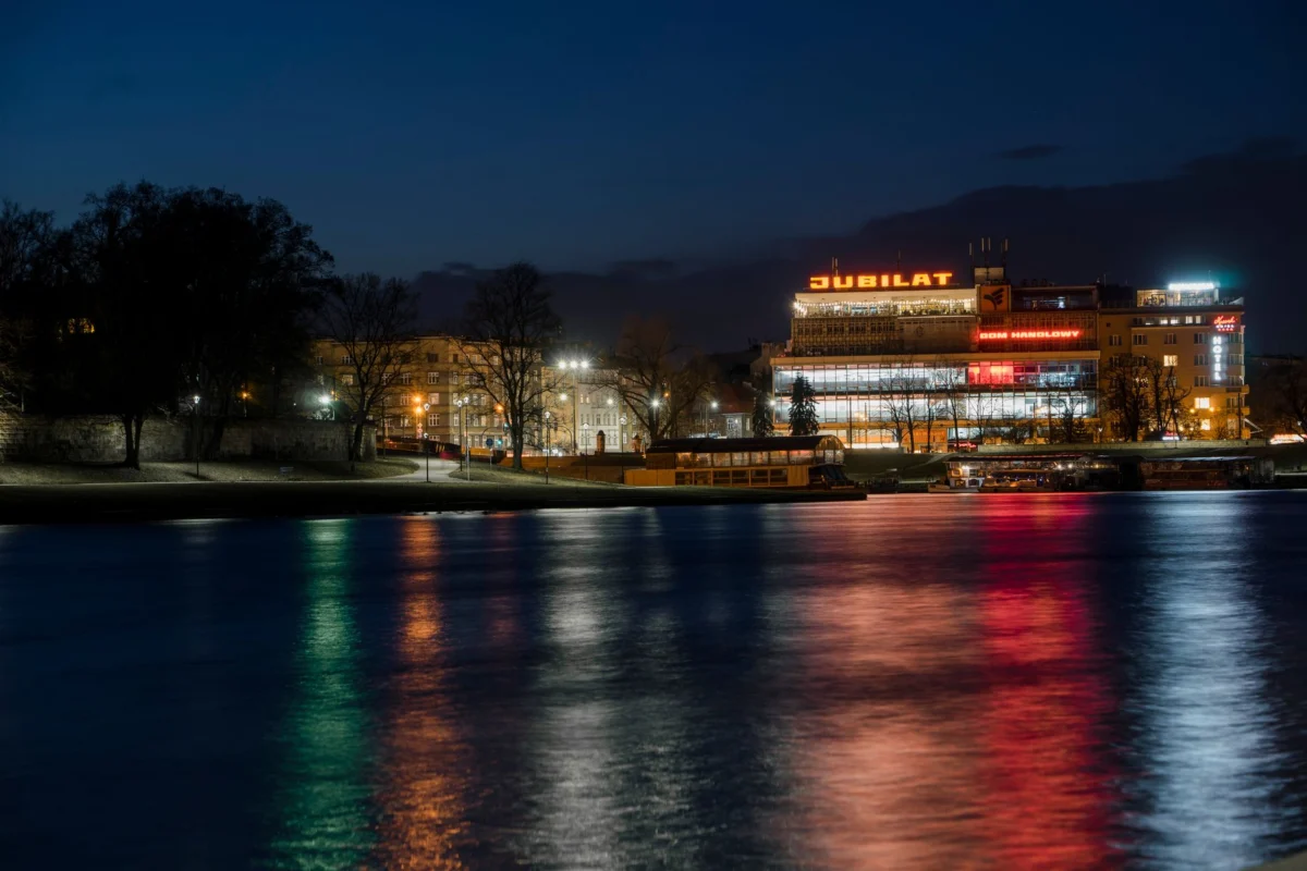 Romantic view of Krakow's historic skyline at night