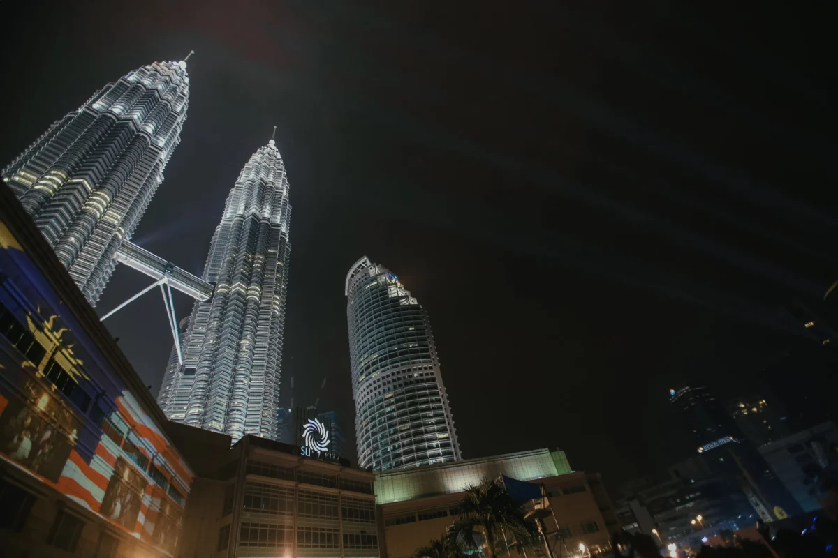 View of Kuala Lumpur's skyline at night, highlighting romantic spots