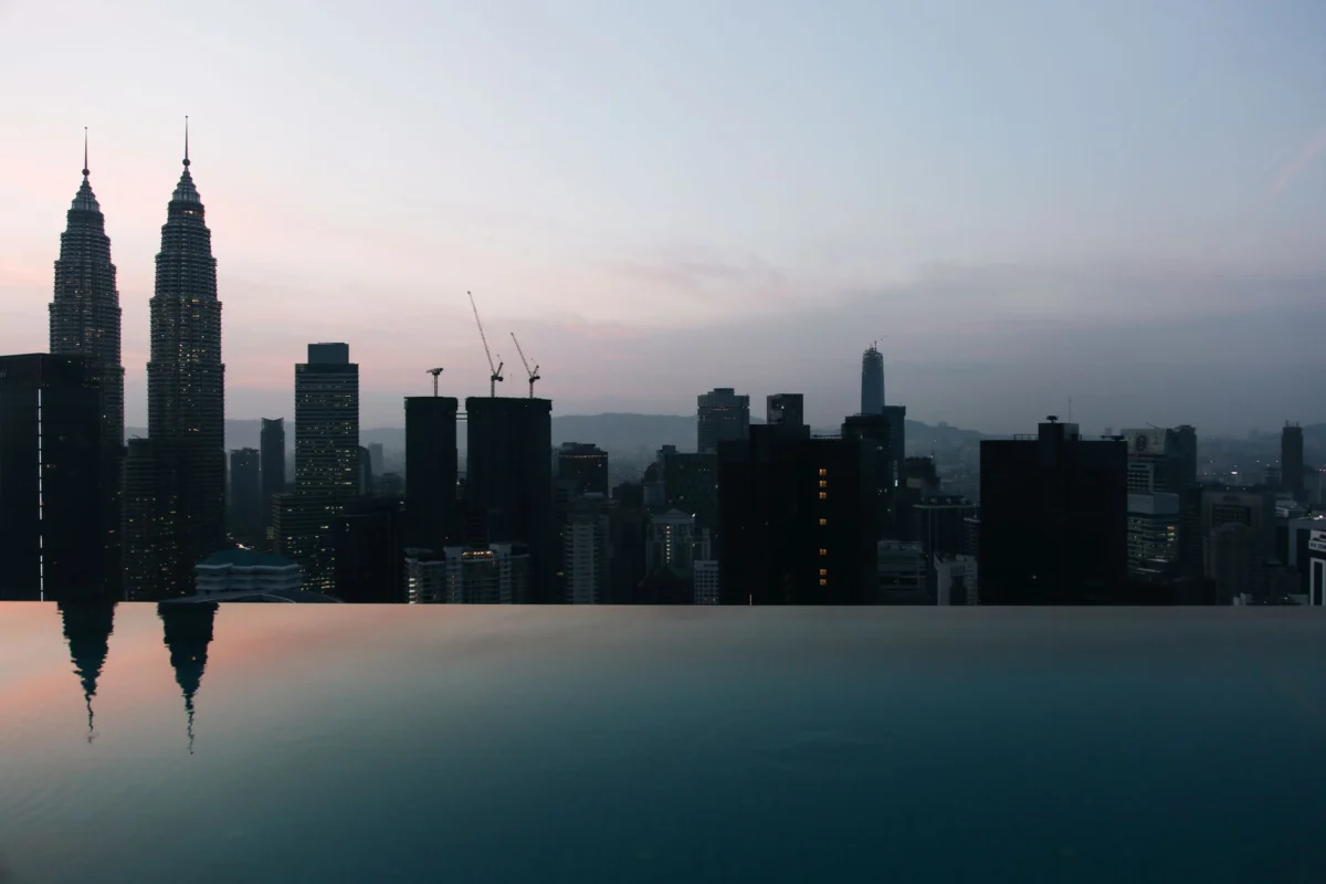 Romantic view of Kuala Lumpur skyline with Petronas Towers