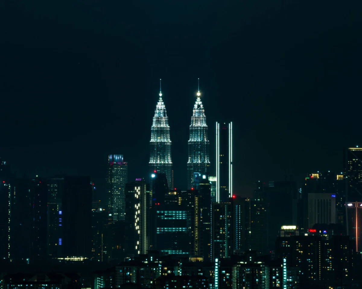 Romantic view of Kuala Lumpur skyline at dusk