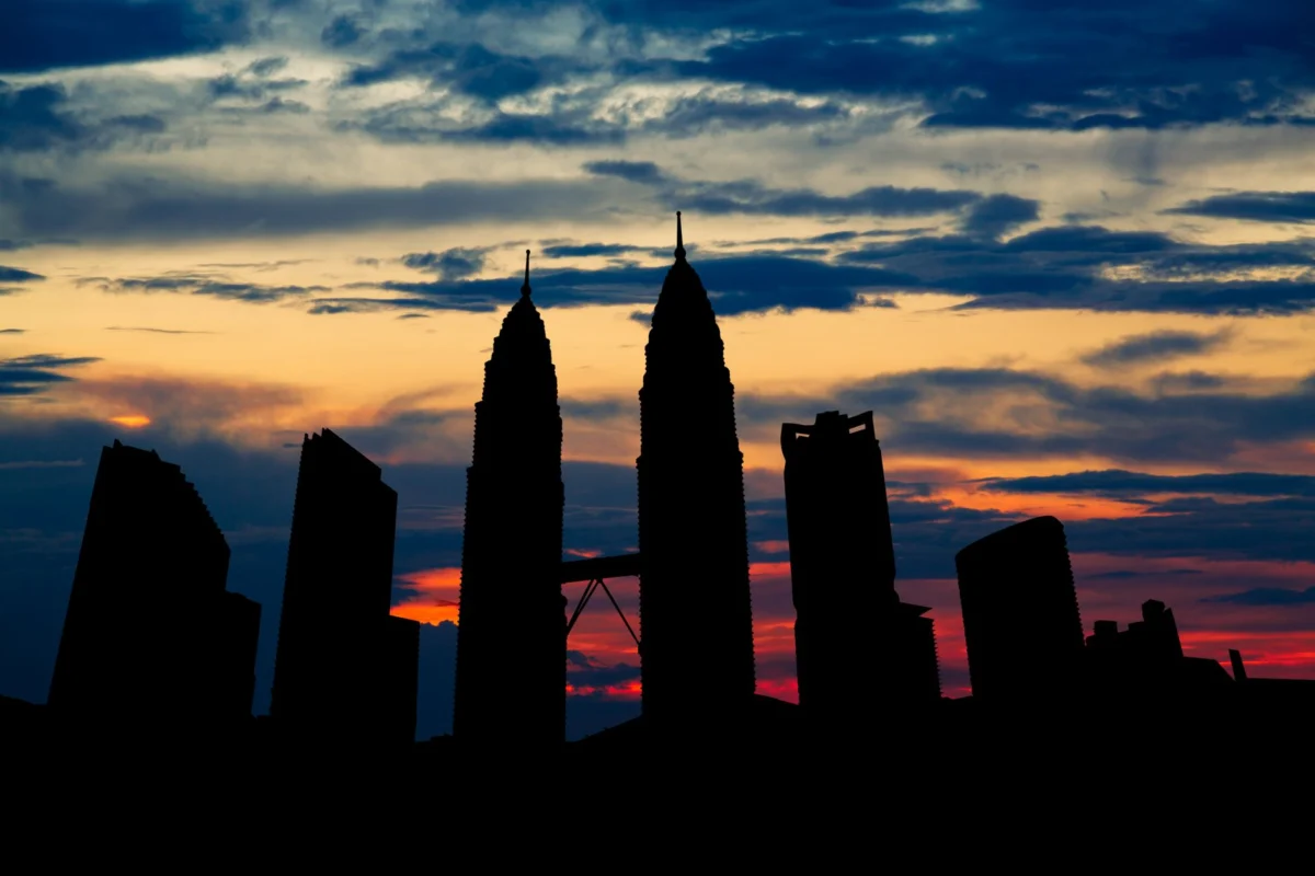 Kuala Lumpur city skyline at sunset, romantic view