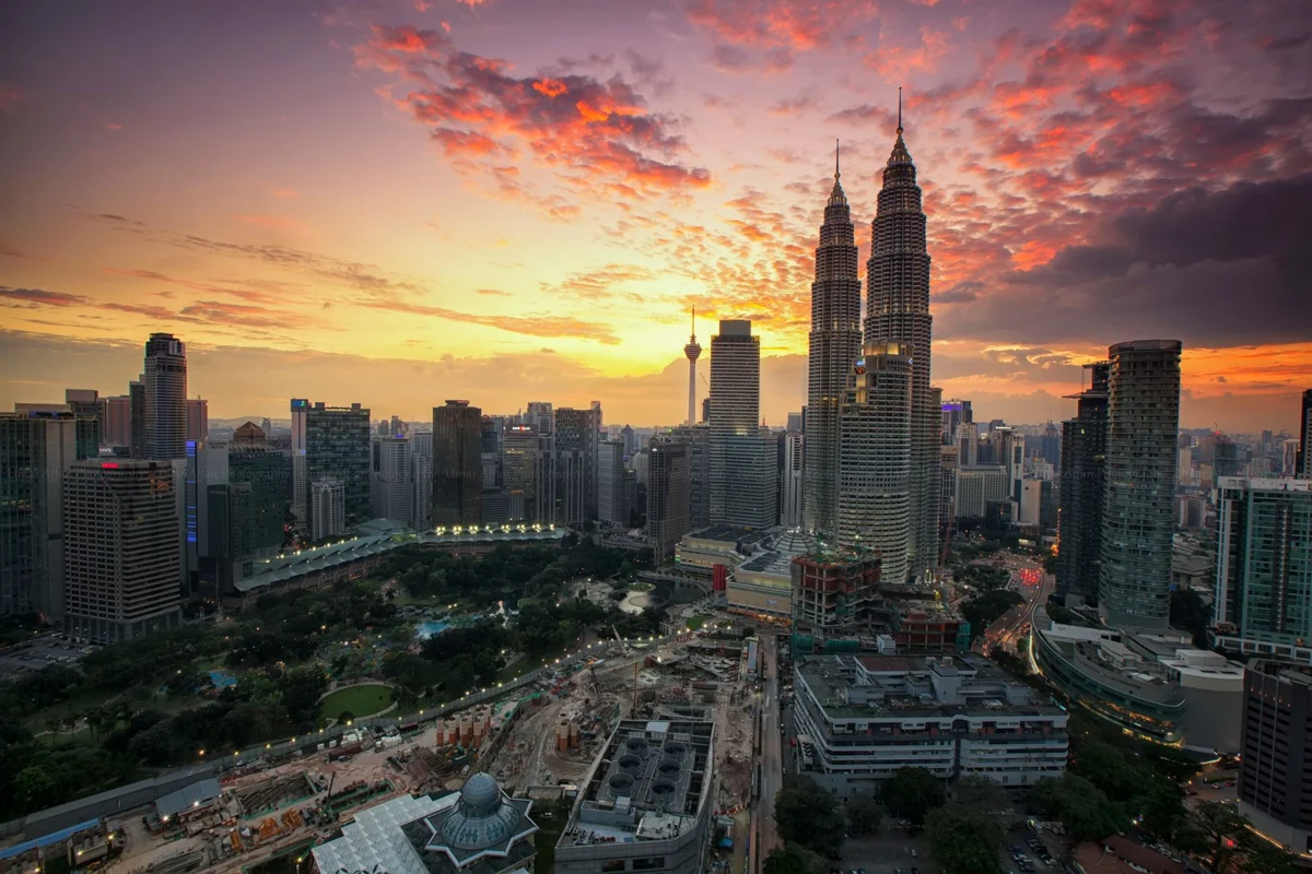 Panoramic view of Kuala Lumpur skyline with iconic landmarks