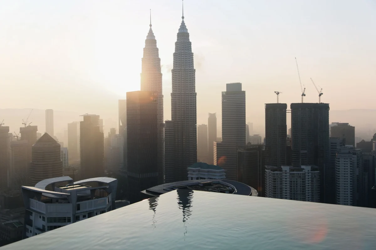 Rooftop pool with Kuala Lumpur skyline