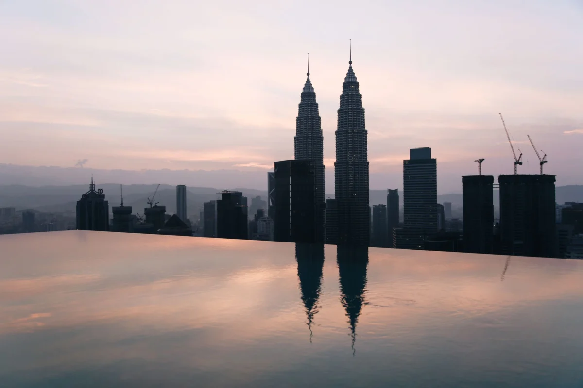Romantic view of Kuala Lumpur skyline at dusk