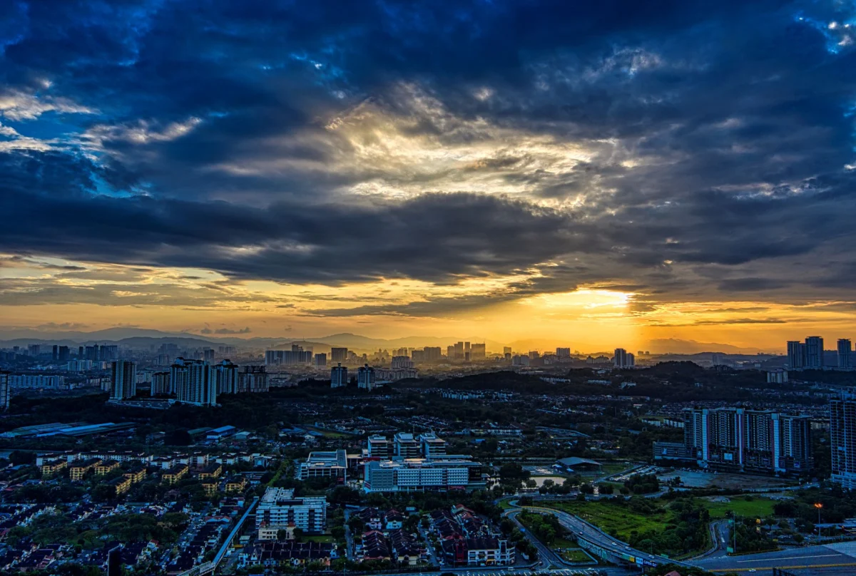 Kuala Lumpur skyline viewed at sunset, perfect for romantic stays