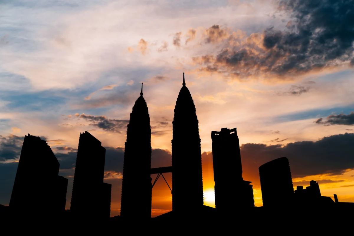 Romantic view of Kuala Lumpur skyline at sunset