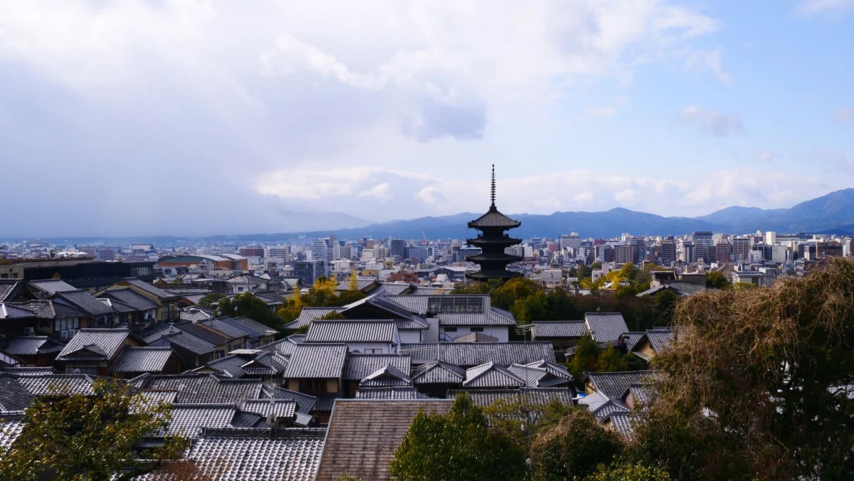 Panoramic view of Kyoto skyline with iconic landmarks