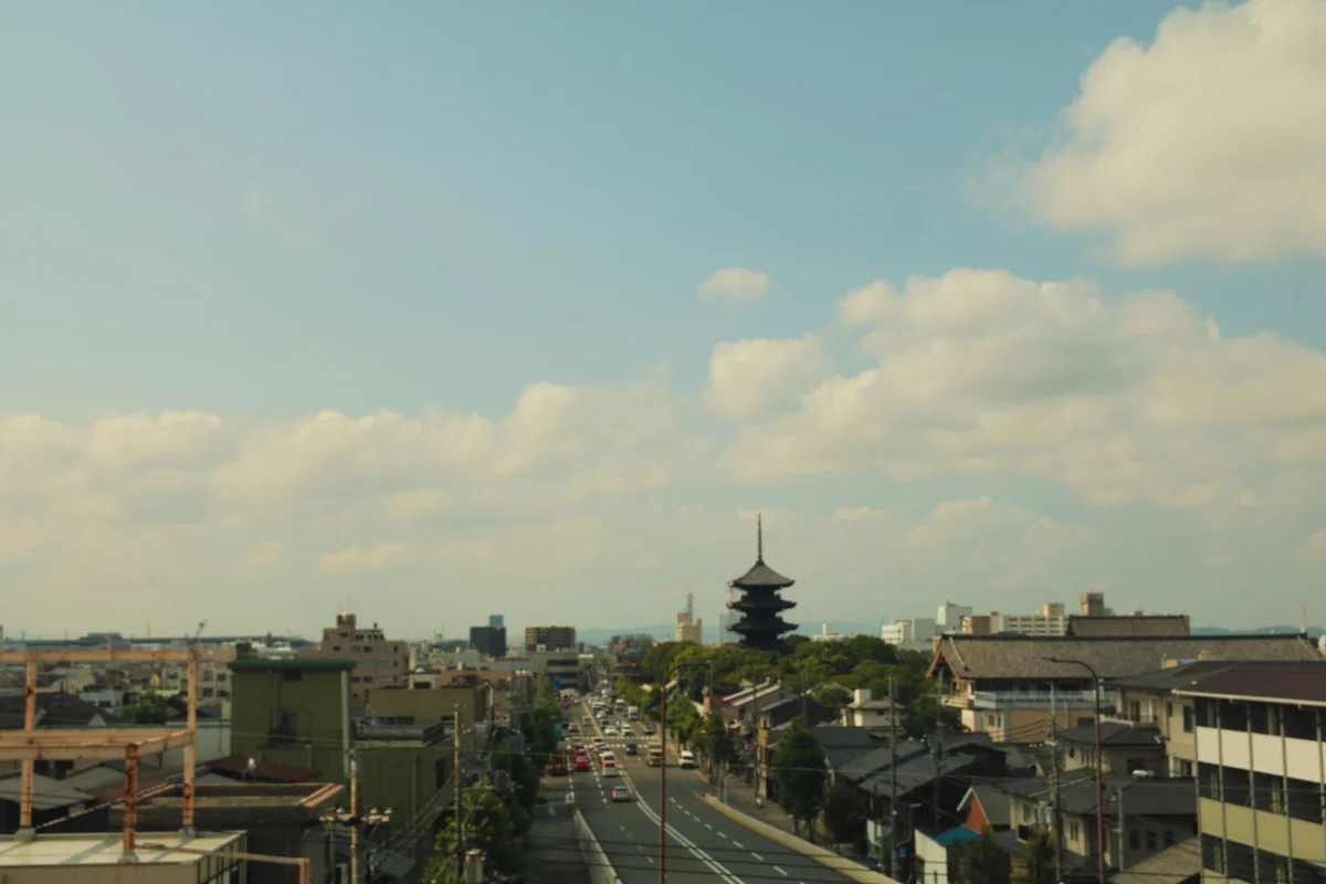 Beautiful Kyoto skyline with traditional architecture