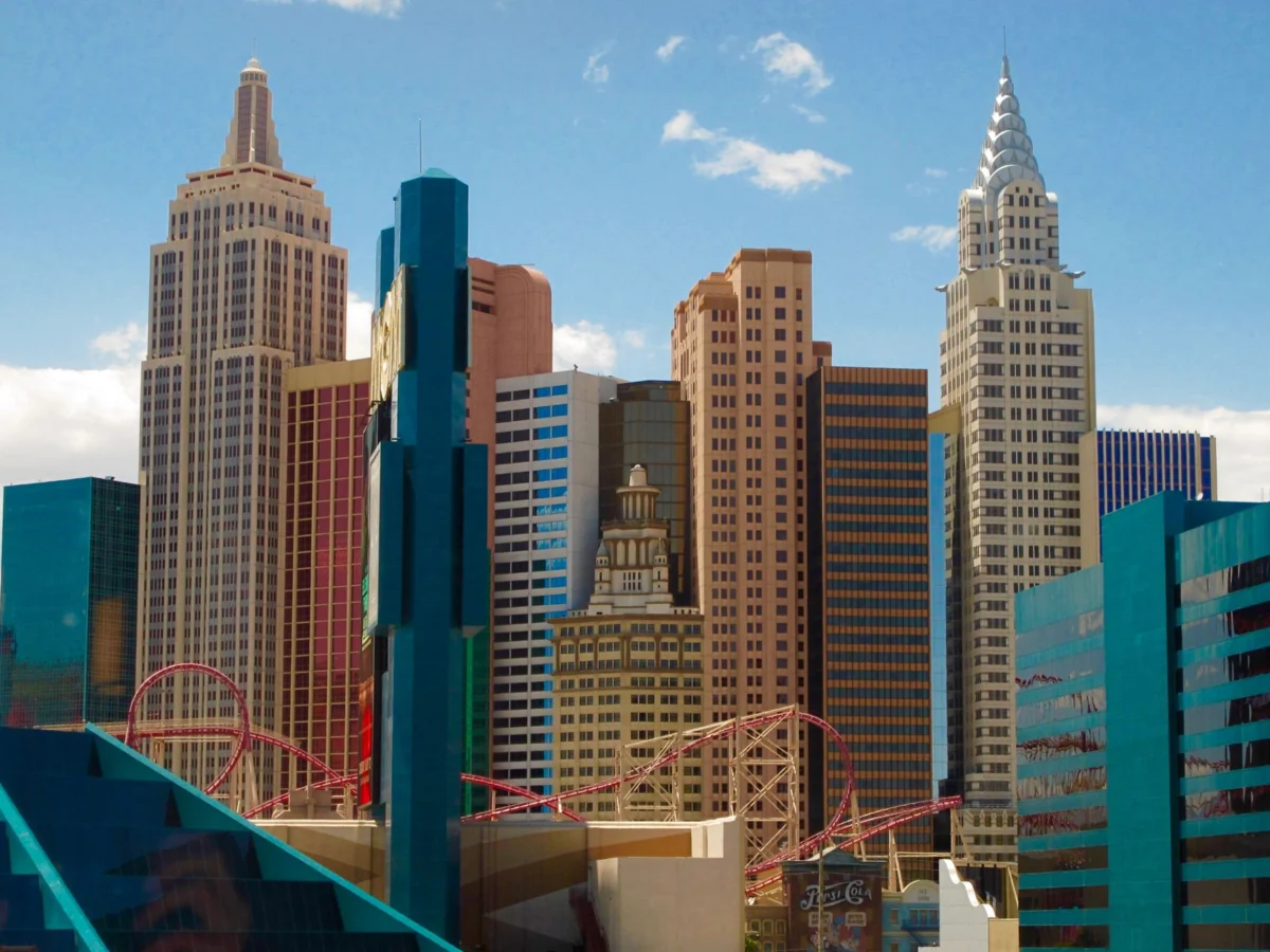Panoramic view of Las Vegas skyline highlighting luxury hotels