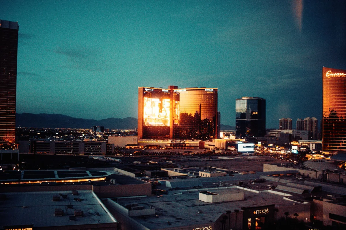 Dazzling Las Vegas skyline view highlighting famous landmarks