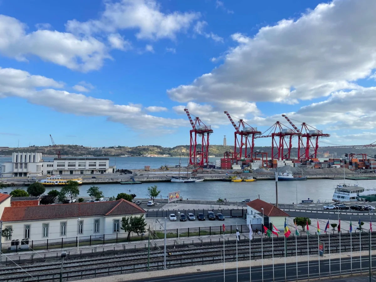 Skyline view of Lisbon's bustling business district for business travellers