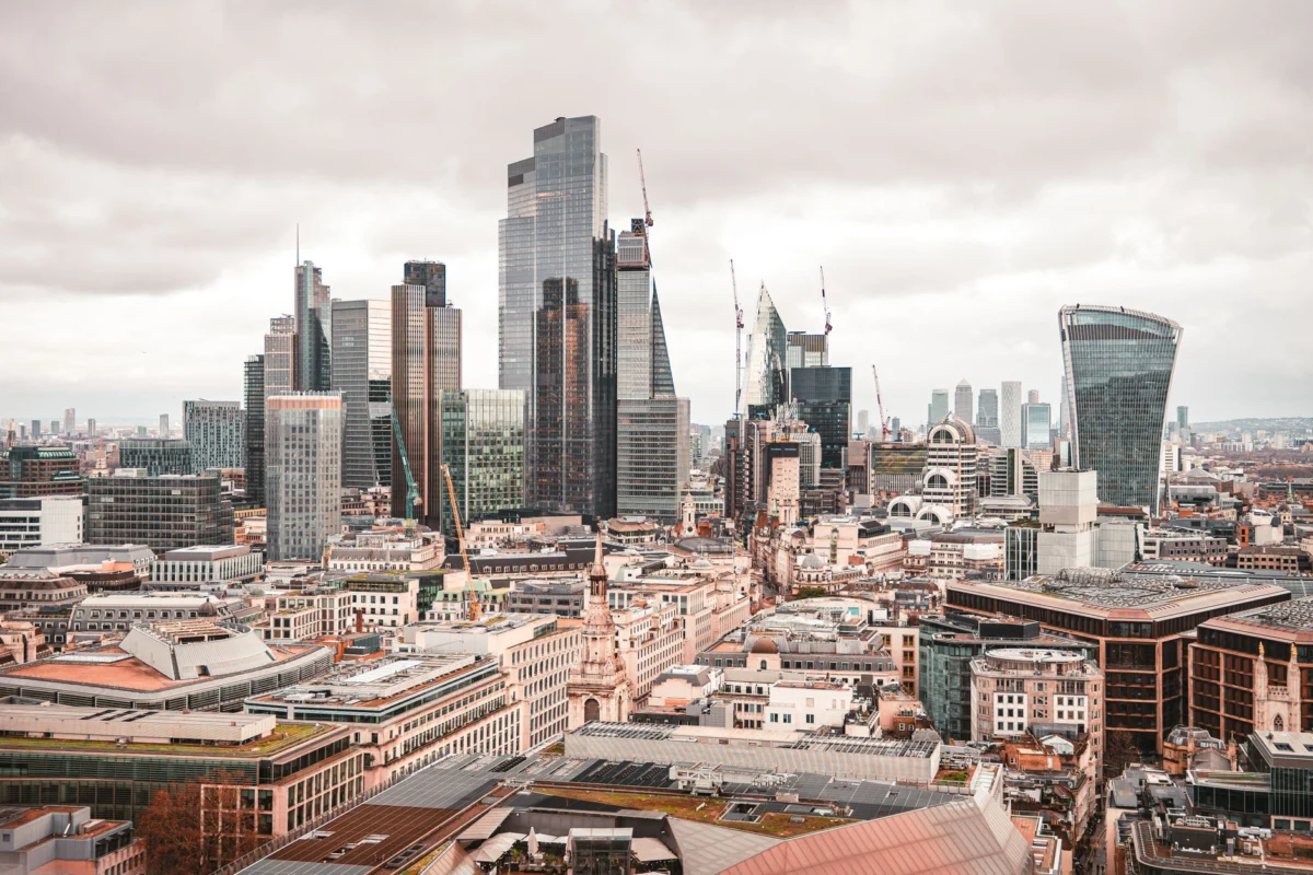 London skyscrapers and business district skyline