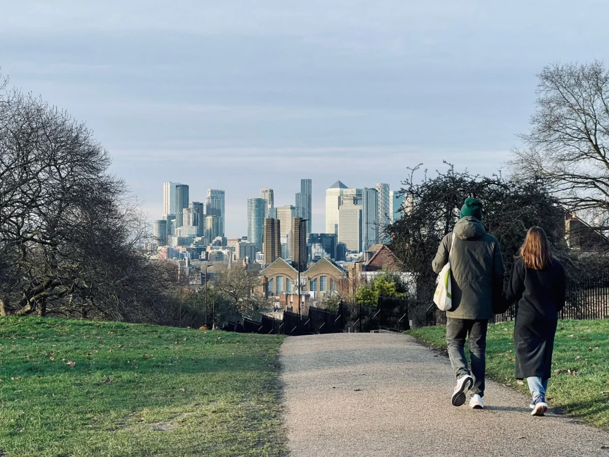 Romantic sunset view over London's iconic skyline