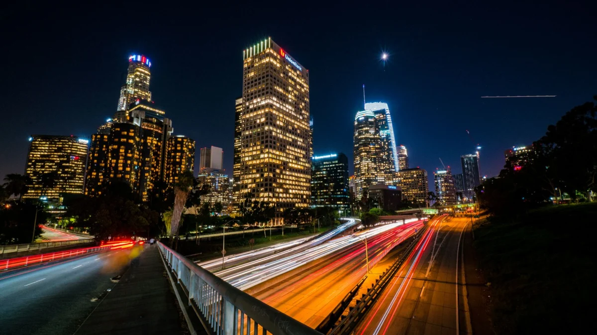 The stunning Los Angeles skyline under a starry night
