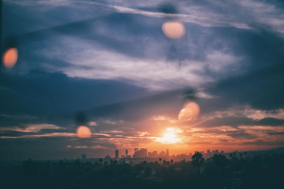 Scenic view of Los Angeles skyline with romantic ambiance