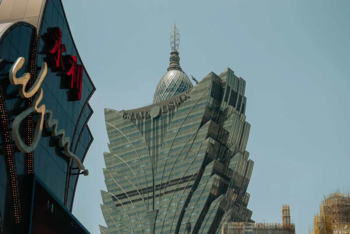 A panoramic view of Macau's skyline with historic landmarks