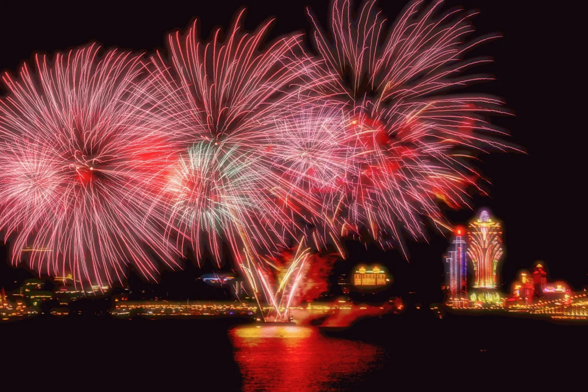 Romantic view of Macau skyline with iconic landmarks