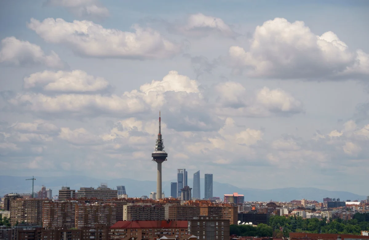 Modern Madrid skyline with business district buildings