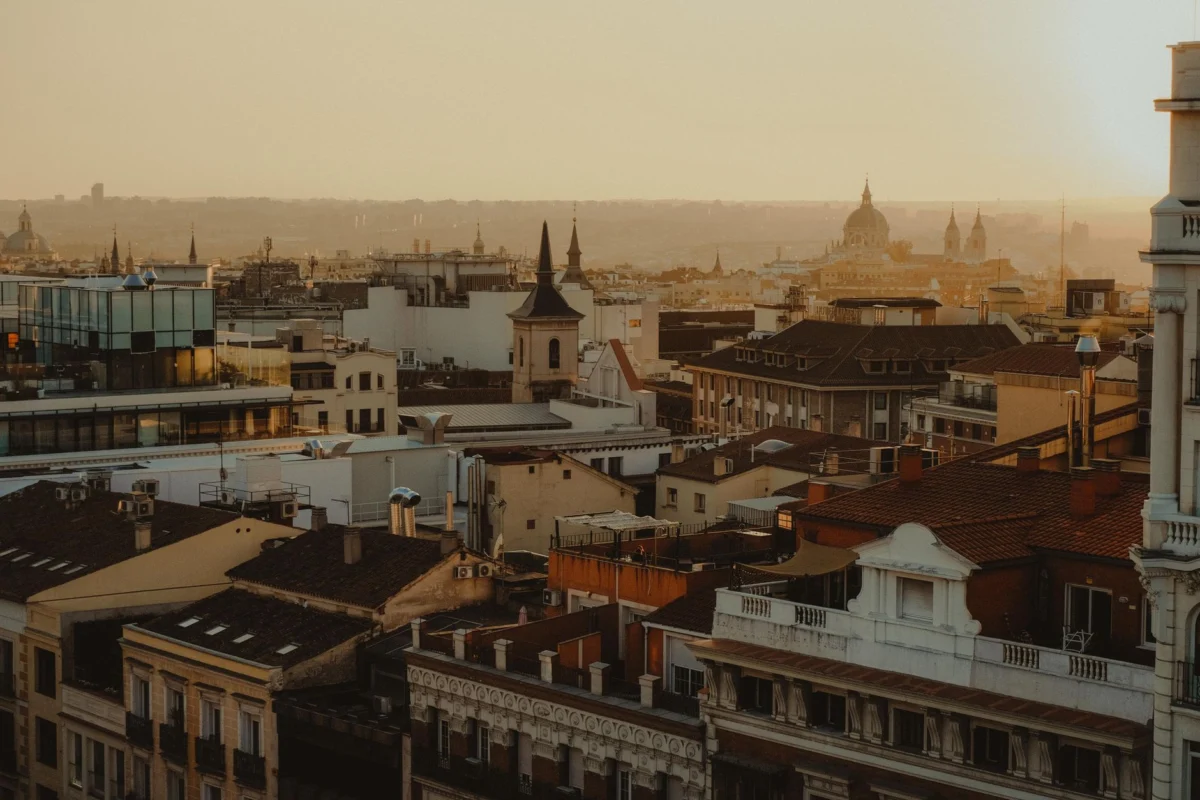 A romantic view of Madrid skyline perfect for honeymooners