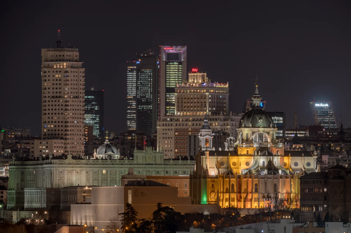 Enchanting view of Madrid skyline at twilight