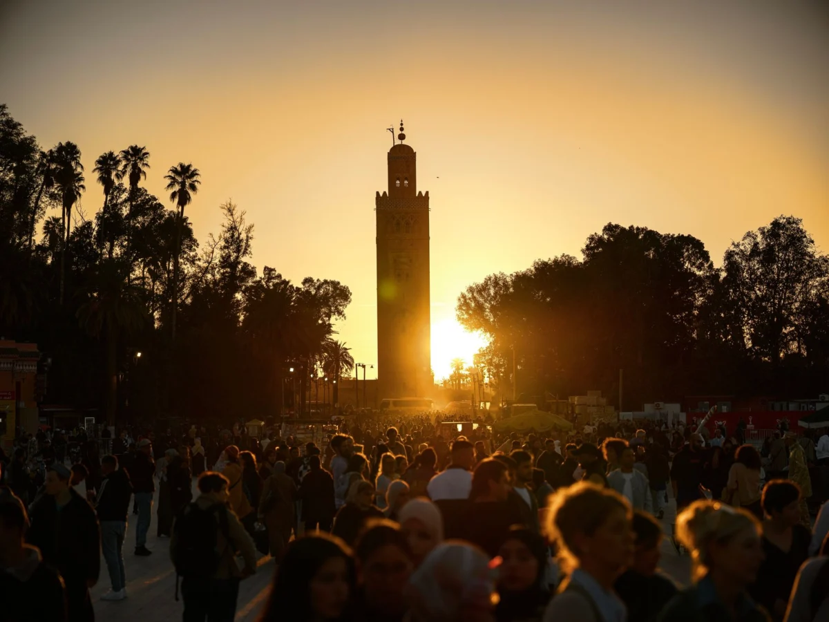 Marrakech skyline with a romantic sunset view