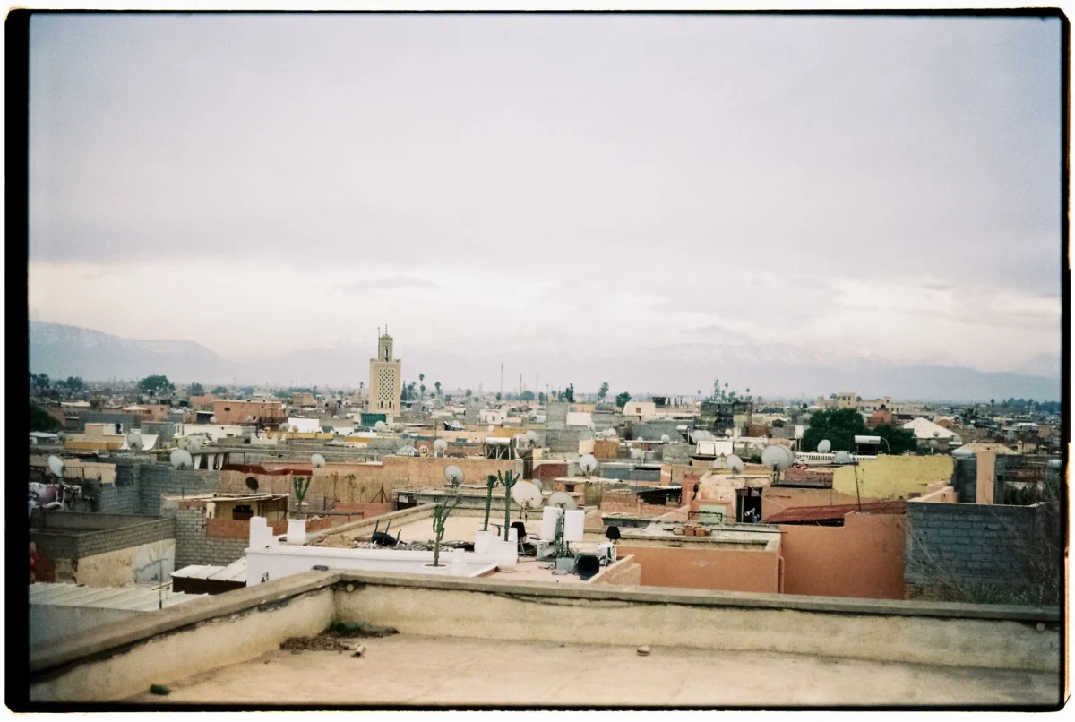 Panoramic view of Marrakech skyline with traditional architecture