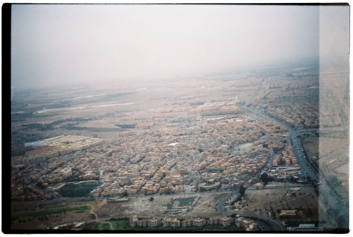 Panoramic view of Marrakech with the Atlas Mountains