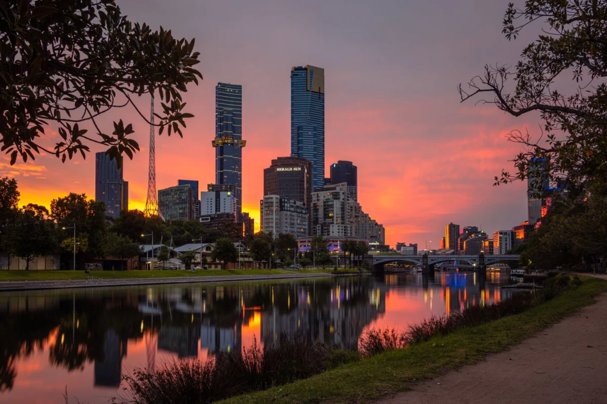 A vibrant Melbourne skyline showcasing an iconic cityscape