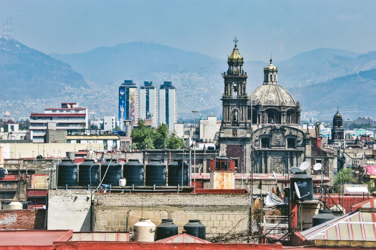 Historic Mexico City skyline view highlighting its architecture