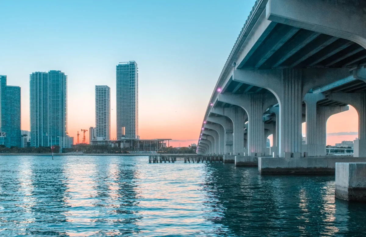 Sunset view of Miami's iconic skyline perfect for couples