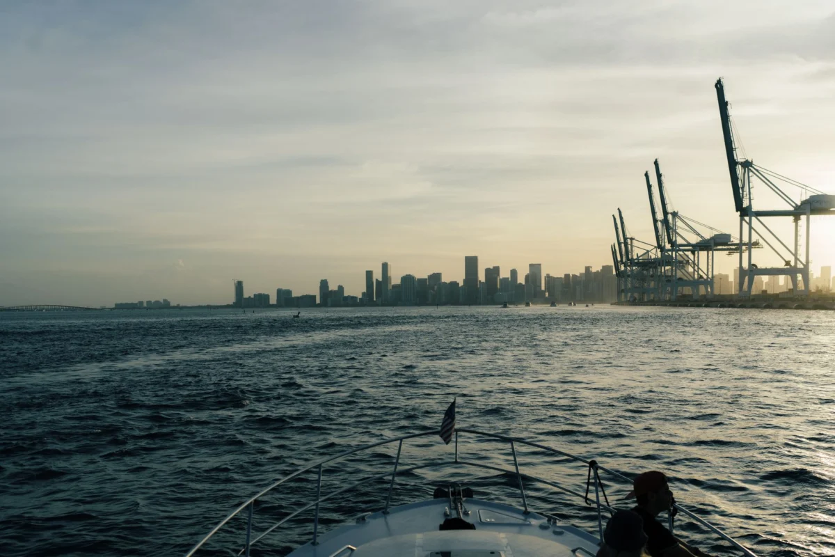 Romantic view of Miami skyline at sunset