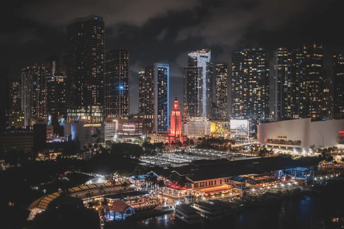 Romantic Miami skyline at sunset for couples