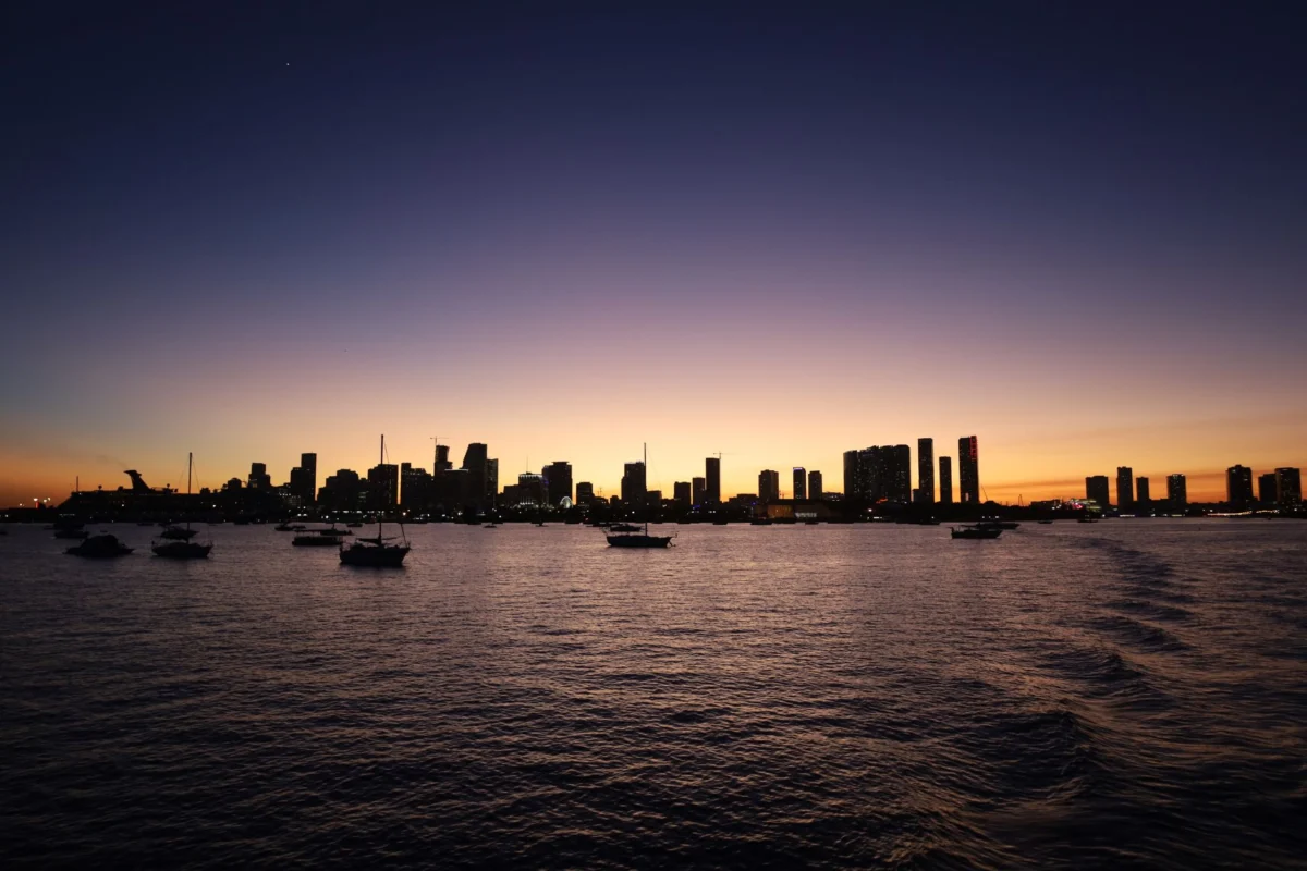 Stunning sunset view of the Miami skyline