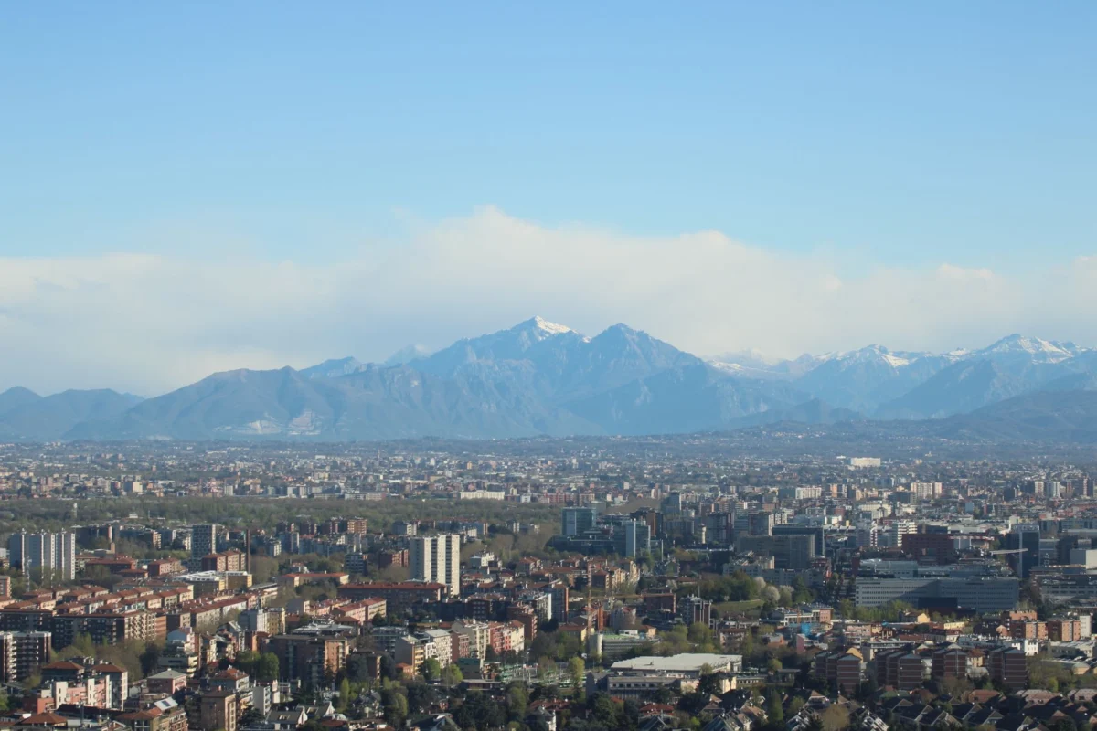 Milan skyline view with iconic buildings and business district