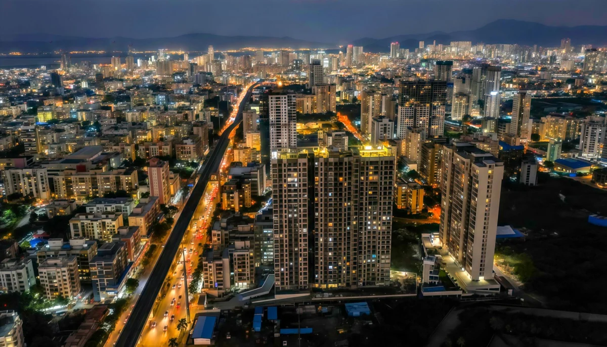 Beautiful view of Mumbai's skyline illuminated at night