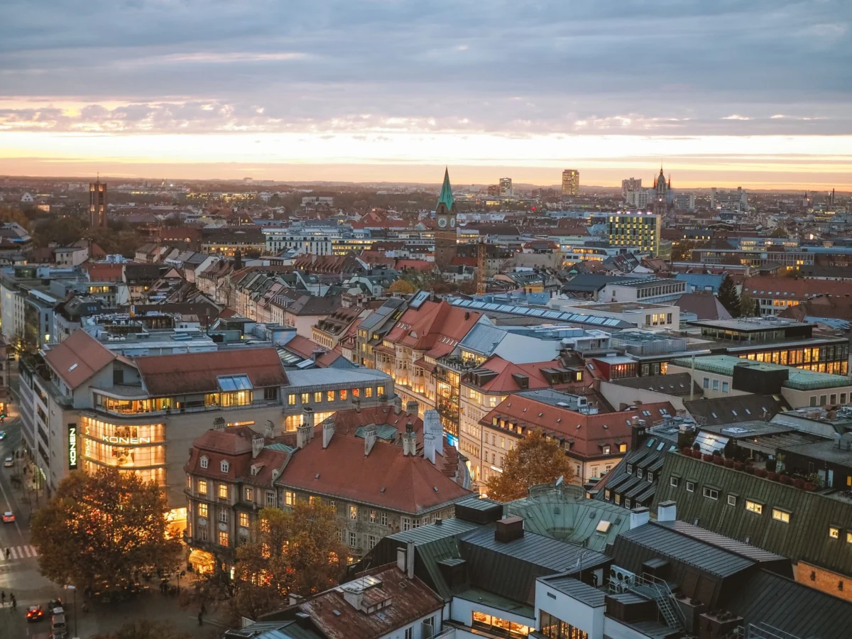 Breathtaking view of Munich's skyline at sunset
