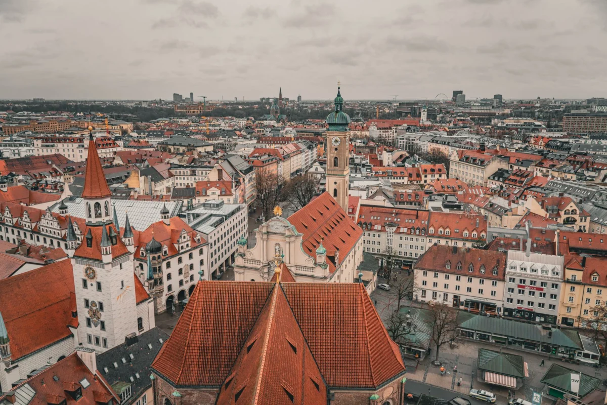 A scenic view of Munich's old town skyline