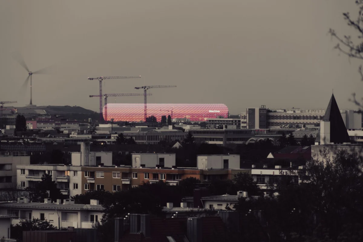 Munich skyline with the Frauenkirche at sunset